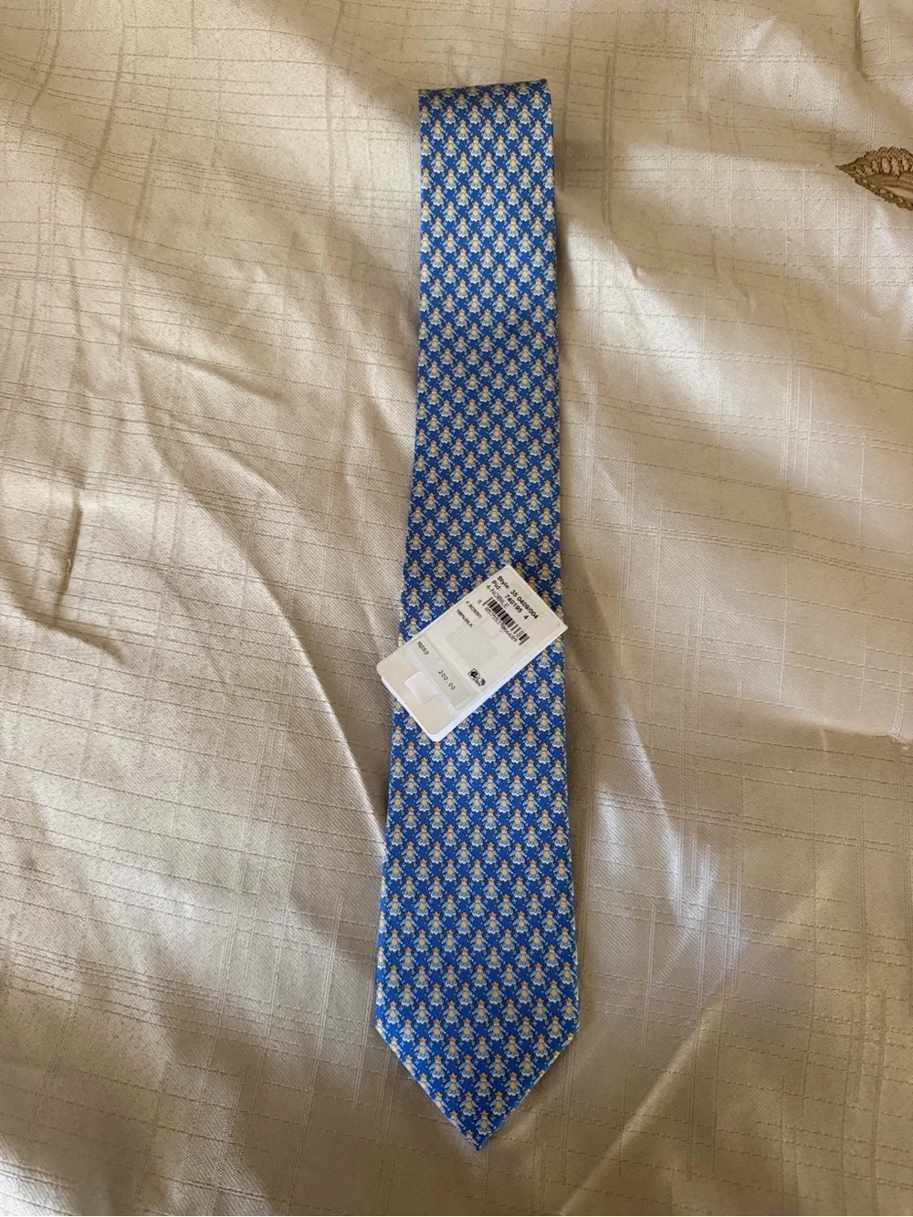 Salvatore Ferragamo Blue Silk Tie with Yellow and White Floral Motif